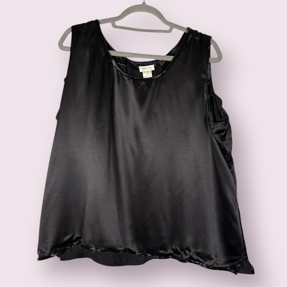 Nordstrom Intimates Black Silk Beaded Tank Top 1X